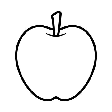Apple Coloring Page Vector Illustration Image on White Background for Preschool Kids Activity Book
