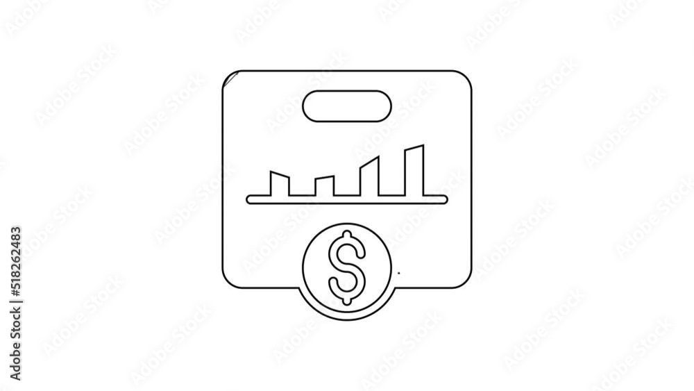 Poster black line kpi - key performance indicator icon isolated on white background. 4k video motion graphi
