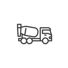 Concrete mixer truck line icon