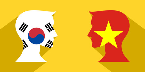 face to face concept. korea republic vs vietnam. vector illustration