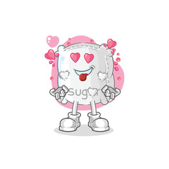 sugar sack fallin love vector. cartoon character