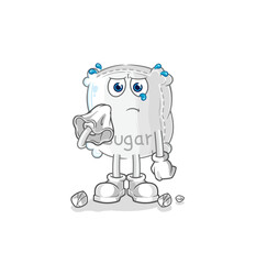 sugar sack cry with a tissue. cartoon mascot vector