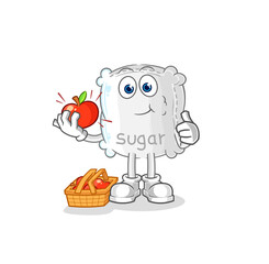 sugar sack eating an apple illustration. character vector