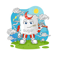 sugar sack samurai cartoon. cartoon mascot vector