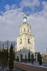 Bell tower of Holy Resurrection Cathedral in Sumy, Ukraine