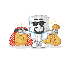 sugar sack rich arabian mascot. cartoon vector