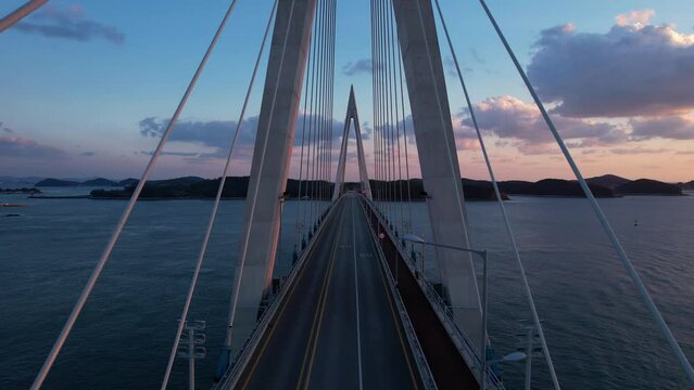 Aerial Drone through Bridge in Korea