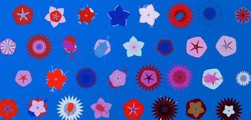 Summer flowers feat. beetles. お祭り青