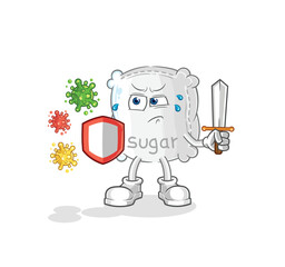 sugar sack against viruses cartoon. cartoon mascot vector