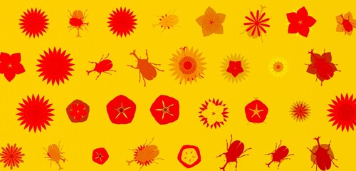 Summer flowers feat. beetles. yellow red