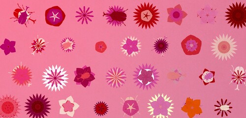 Summer flowers feat. beetles. pink red
