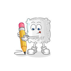 Obraz premium sugar sack write with pencil. cartoon mascot vector