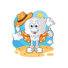 sugar sack go on vacation. cartoon mascot vector