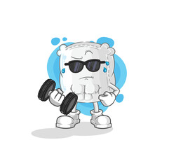 sugar sack lifting dumbbell vector. cartoon character
