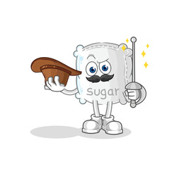 sugar sack fencer character. cartoon mascot vector