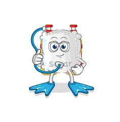 sugar sack diver cartoon. cartoon mascot vector