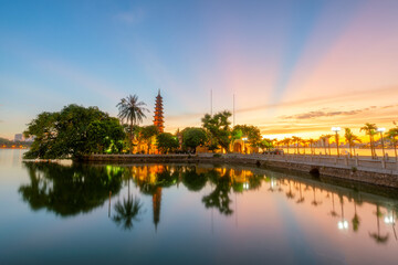 Sunset at Tran Quoc Pagoda in West Lake, Hanoi
