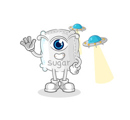 sugar sack alien cartoon mascot vector