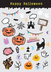 ハロウィン　バラエティ　イラスセット