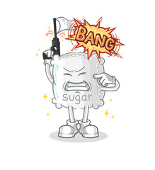 sugar sack warning shot mascot. cartoon vector