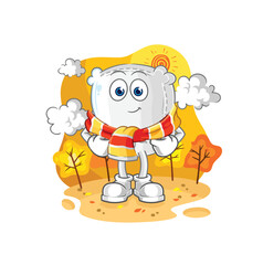 sugar sack in the autumn. cartoon mascot vector