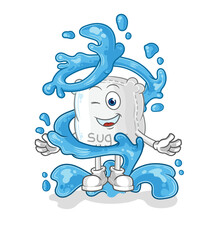 sugar sack fresh with water mascot. cartoon vector