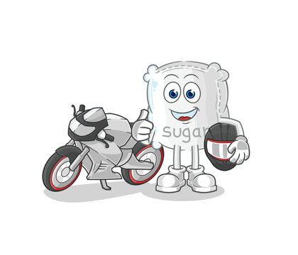 sugar sack racer character. cartoon mascot vector