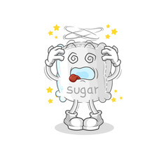 sugar sack dizzy head mascot. cartoon vector