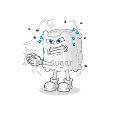 sugar sack swat fly character. cartoon mascot vector
