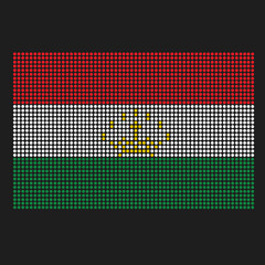Tajikistan flag with grunge texture in dot style. Abstract vector illustration of a flag with halftone effect for wallpaper. Happy Independence Day background concept.