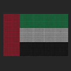 United Arab Emirates flag with grunge texture in dot style. Abstract vector illustration of a flag with halftone effect for wallpaper. Happy Independence Day background concept.