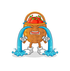 apple basket crying illustration. character vector