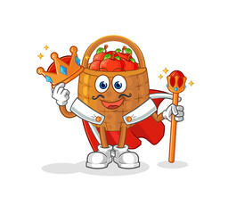 apple basket king vector. cartoon character