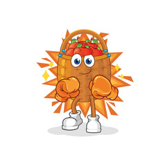 apple basket boxer character. cartoon mascot vector