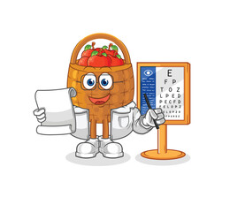 apple basket oculist cartoon. cartoon mascot vector
