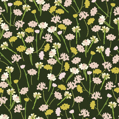 seamless plants pattern background with  flowers in a wlid , greeting card or fabric