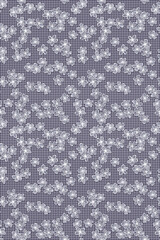 Cute little lace flowers on a blue background. Seamless floral pattern. Design for fabric.