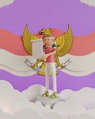 indonesia independence day social media template 3D render