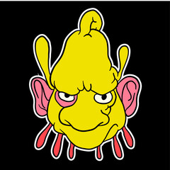 Sticker colorful doodle cartoon vector illustration. head, mask, evil, ghost and monster for logo mascot