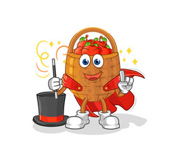 apple basket magician illustration. character vector