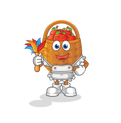 apple basket maid mascot. cartoon vector