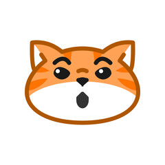 Cute orange cat face suitable for emoticon, icon, mascot, logo, sticker etc. Surprised cat.