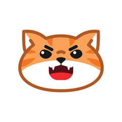 Cute orange cat face suitable for emoticon, icon, mascot, logo, sticker etc. Fired up cat