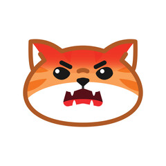 Cute orange cat face suitable for emoticon, icon, mascot, logo, sticker etc. Angry cat or hissing