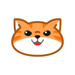 Cute orange cat face suitable for emoticon, icon, mascot, logo, sticker etc. Happy cat.
