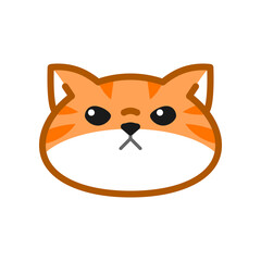 Cute orange cat face suitable for emoticon, icon, mascot, logo, sticker etc. Poker face cat.