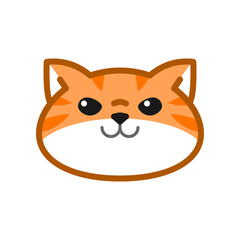 Cute orange cat face suitable for emoticon, icon, mascot, logo, sticker etc. Happy cat.