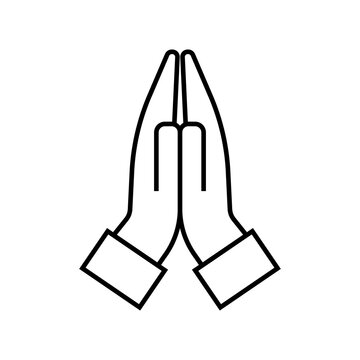 Prayer hands icon line style. Christian icon