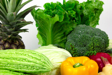 MIX of vegetables for health cooking concept on white background