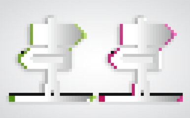 Paper cut Road traffic sign. Signpost icon isolated on grey background. Pointer symbol. Isolated street information sign. Direction sign. Paper art style. Vector